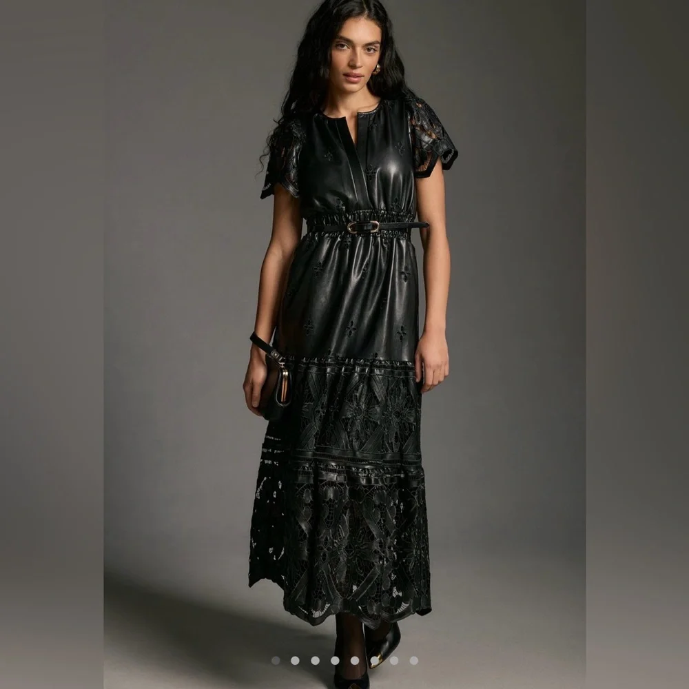 The Somerset Maxi Dress: Faux Leather Embroidered Edition by Anthropologie - Picture 1 of 6